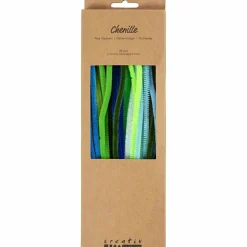 Chenille Ø6 mm. - Blå/grøn, 25 stk