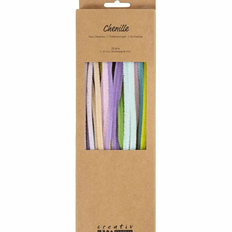 Chenille Ø6 mm. - Pastel, 25 stk