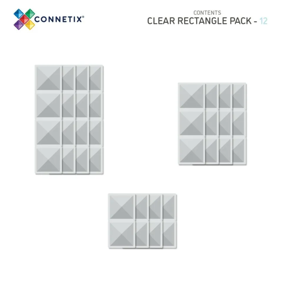 CONNETIX | Clear Rectangle, 12 stk