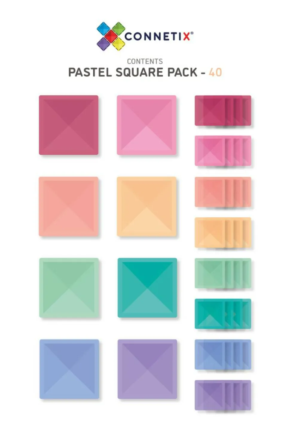 CONNETIX | Pastel Square, 40 stk