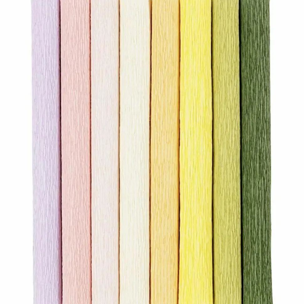 Crepepapir m. stræk - Pastel, 8 ark