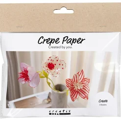 Crepepapir mini - Blomster med farvemagi, 3 stk