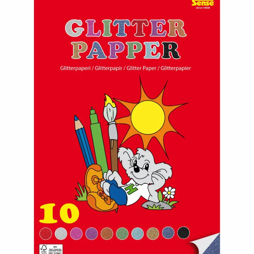 Glitterpapir A4 - 10 ark