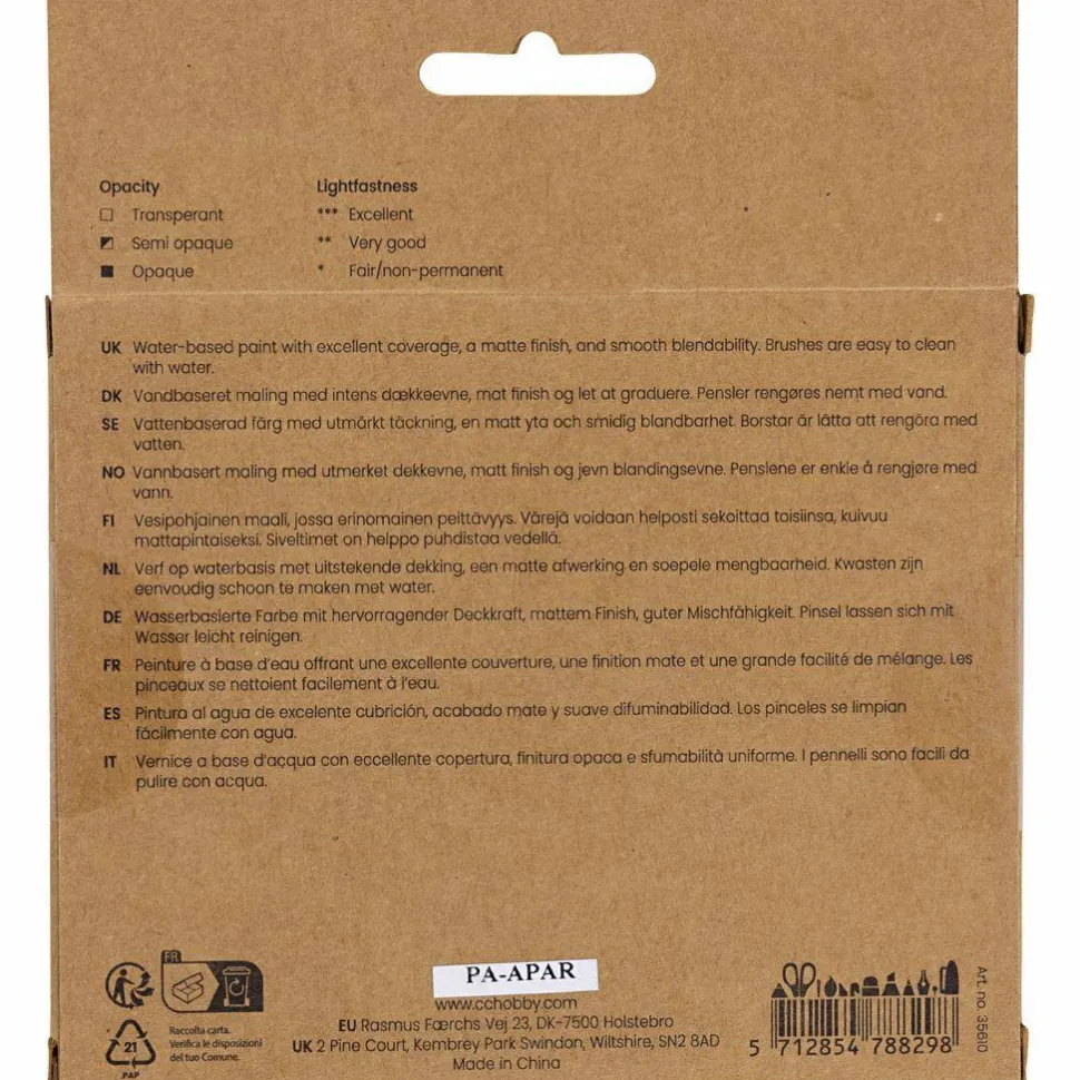 Gouache maling 20 ml. - Pastel, 6 stk