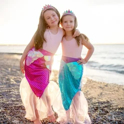 Havfruehaleskørt + hårbøjle - Pink, str. 4-6 år