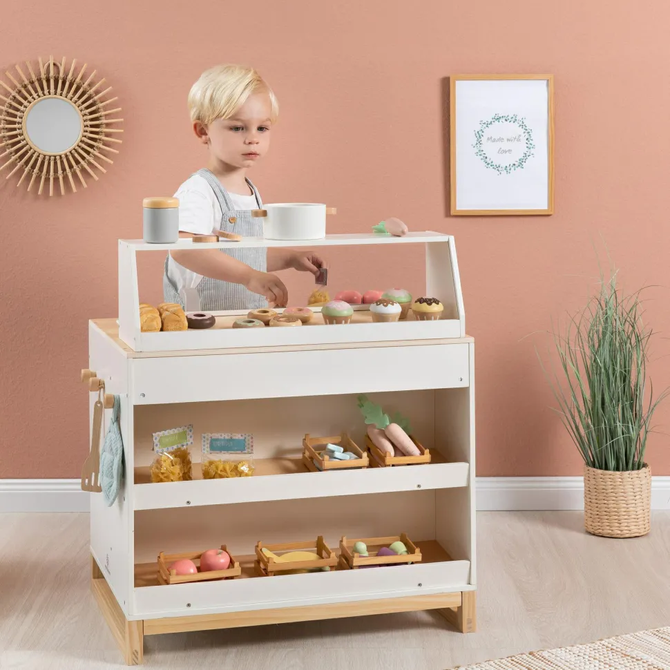 2-i-1 legekøkken & butik - Prunus (hvid)