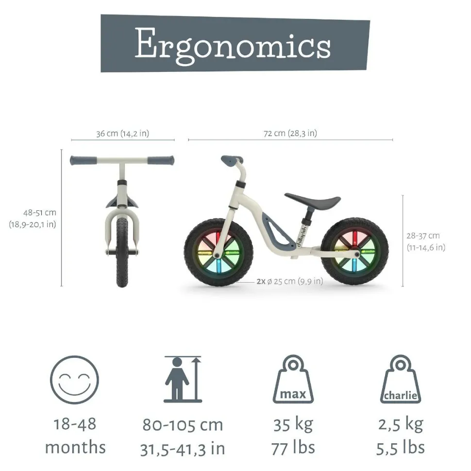 Løbecykel Charlie GLOW - Beige (18 mdr - 4 år)