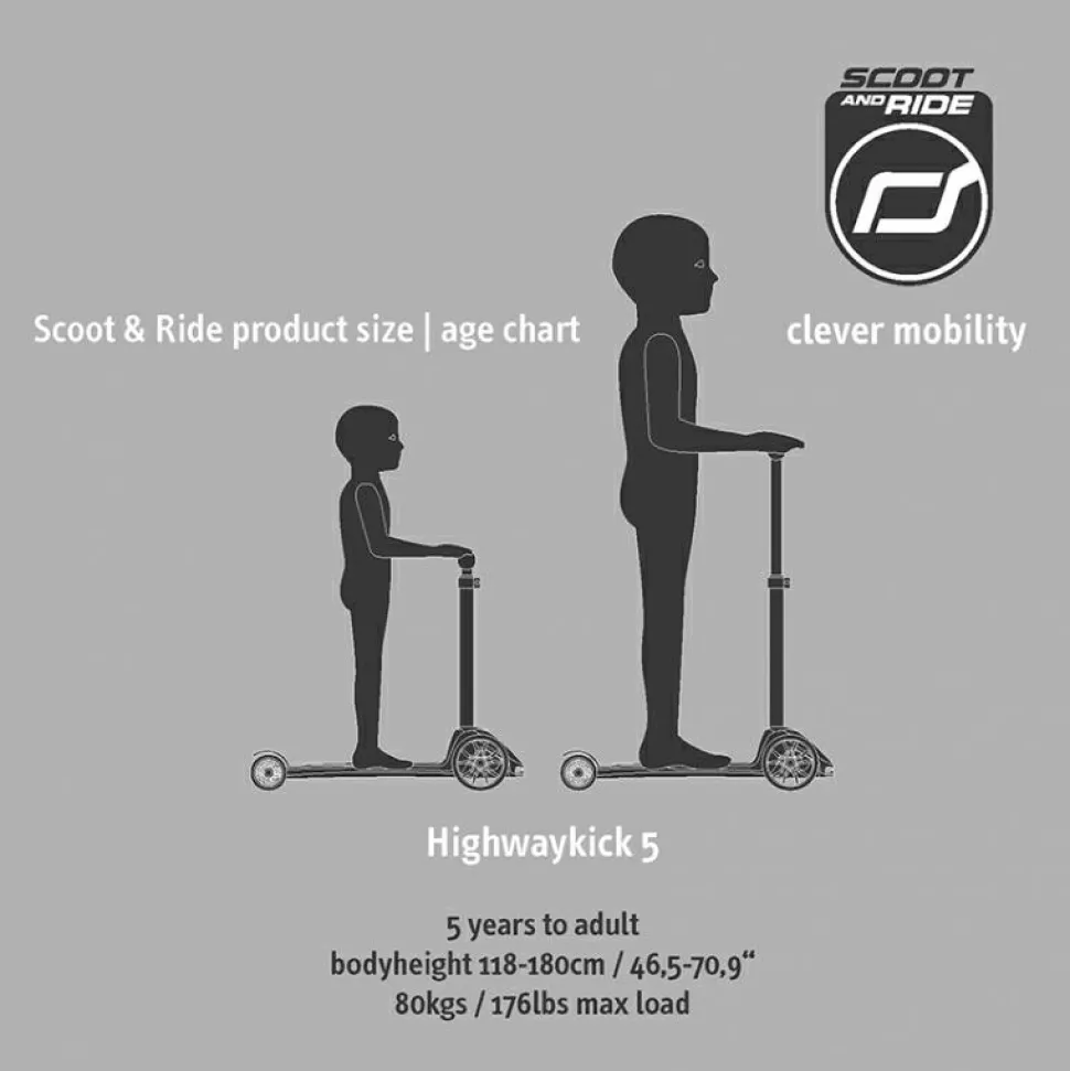 Løbehjul - Highwaykick 5 m. LED, Forest
