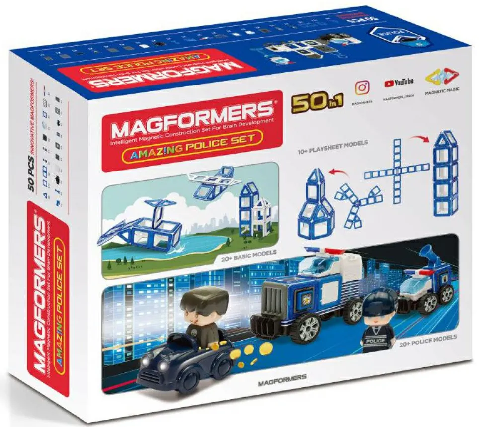Magformers 50 stk - Politistation og køretøjer