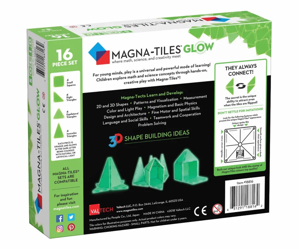 Magna-Tiles | Glow in the dark 16 stk.