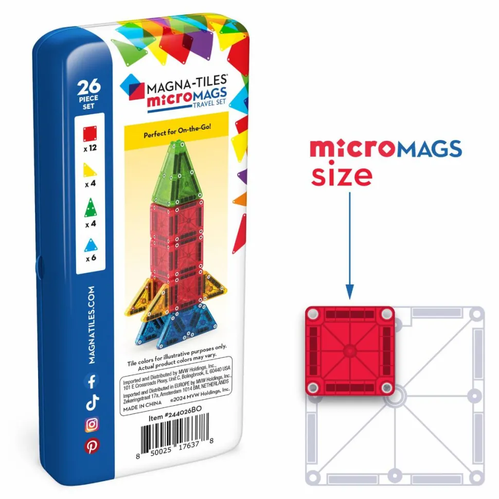 Magna-Tiles | microMAGS rejsesæt, 26 stk