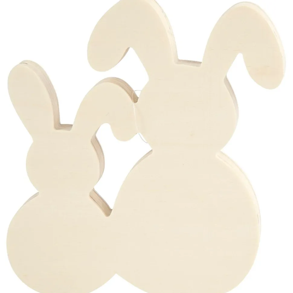 Mal påskeharer i træ - B: 16 cm.