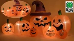 Oppustelige Halloween-græskar med lys, 210 cm
