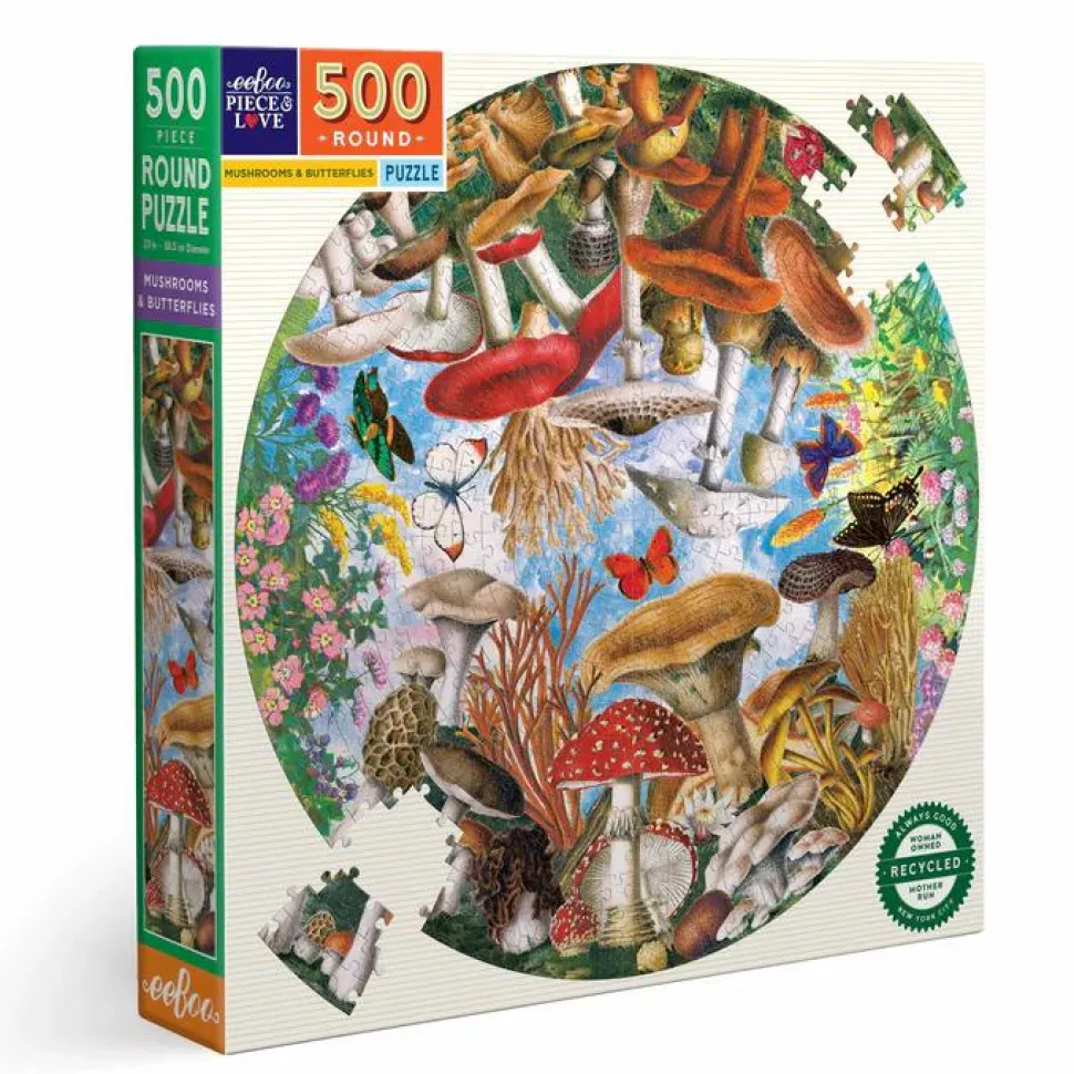 Puslespil med 500 brikker - Svampe & sommerfugle