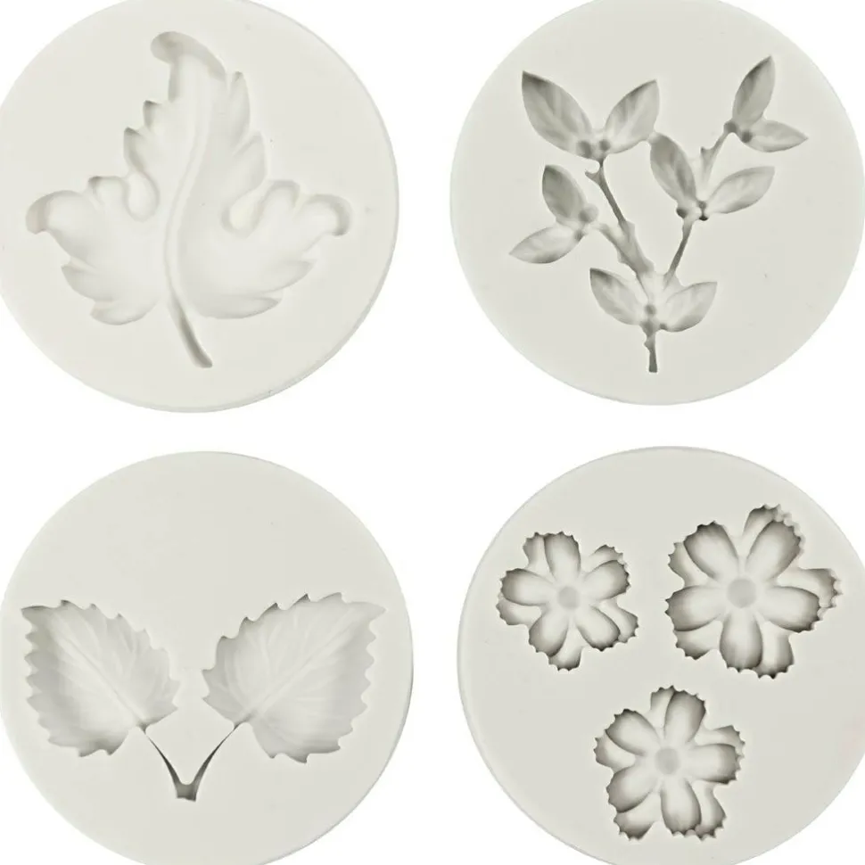 Silikoneform - Blade & blomster, 6 motiver