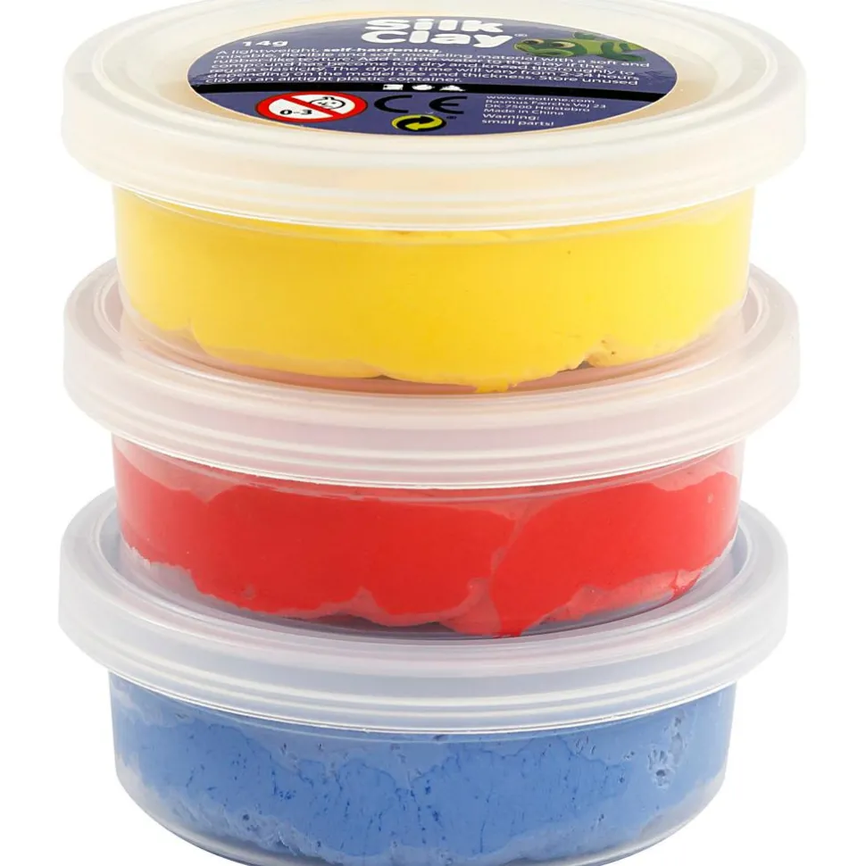 Silk Clay 3 x 14 gr. - Blå, rød & gul