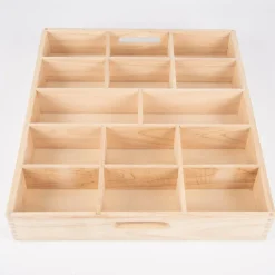 Sorteringsbakke af træ, 14 rum