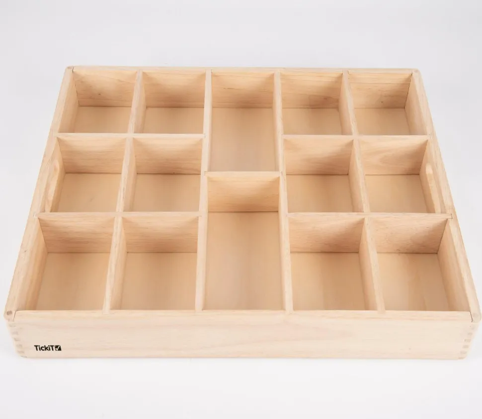 Sorteringsbakke af træ, 14 rum