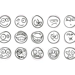 Stempelsæt - Smiley, 15 stk